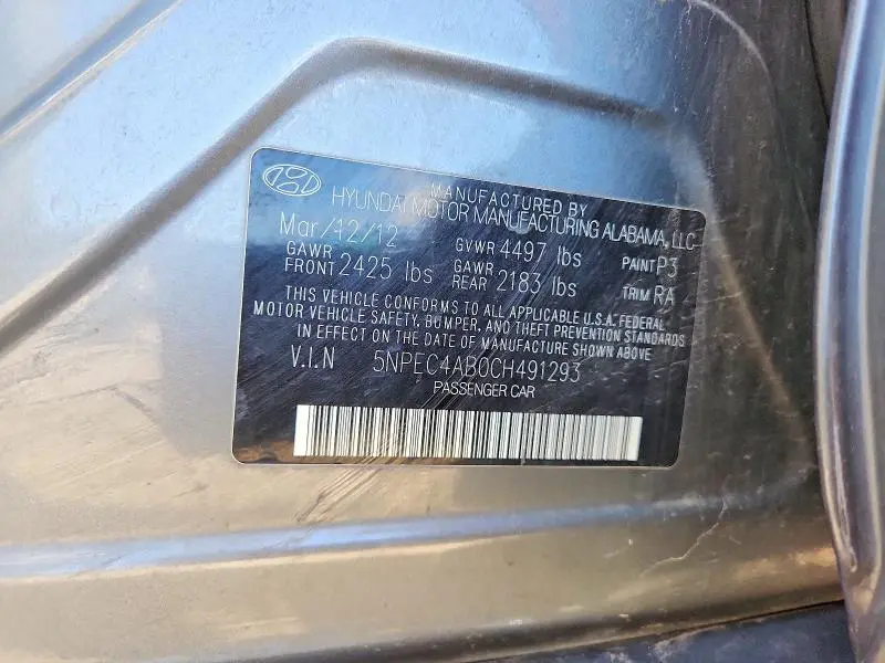 2012 HYUNDAI SONATA SE 2.0T  