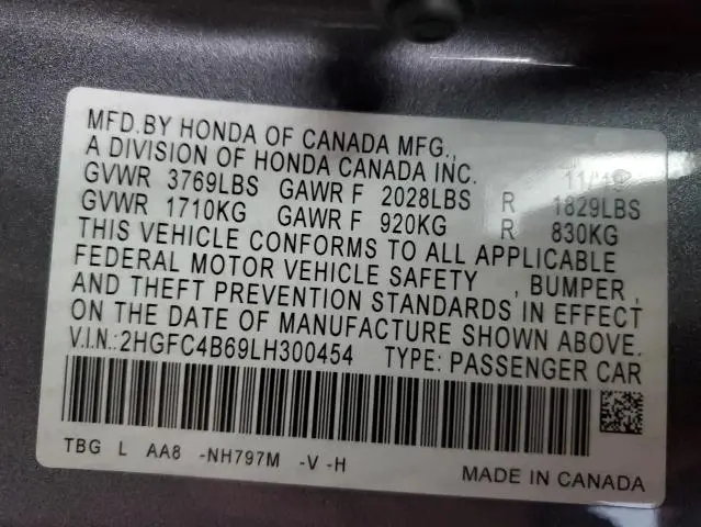 2020 HONDA CIVIC LX  