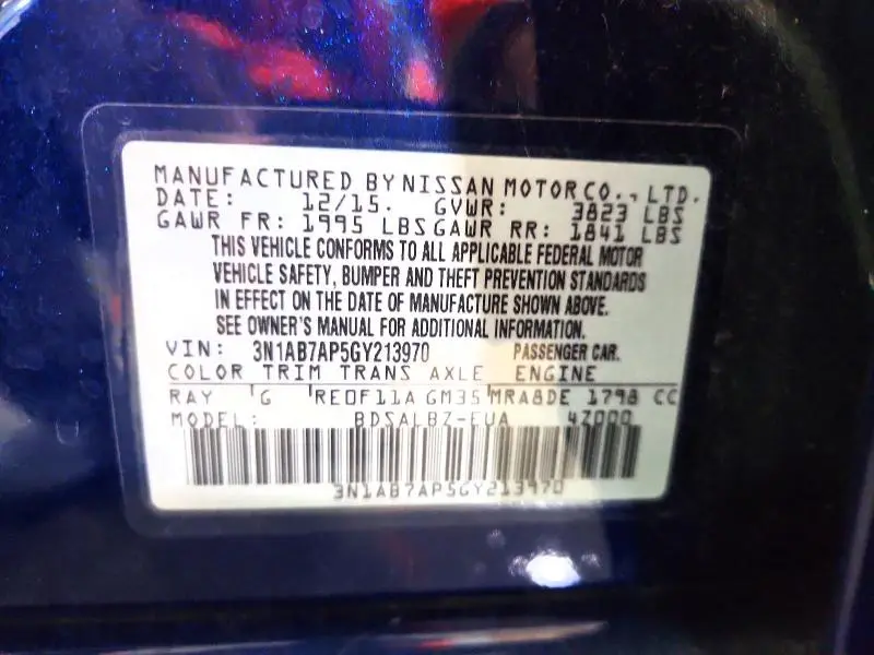 2016 NISSAN SENTRA S  