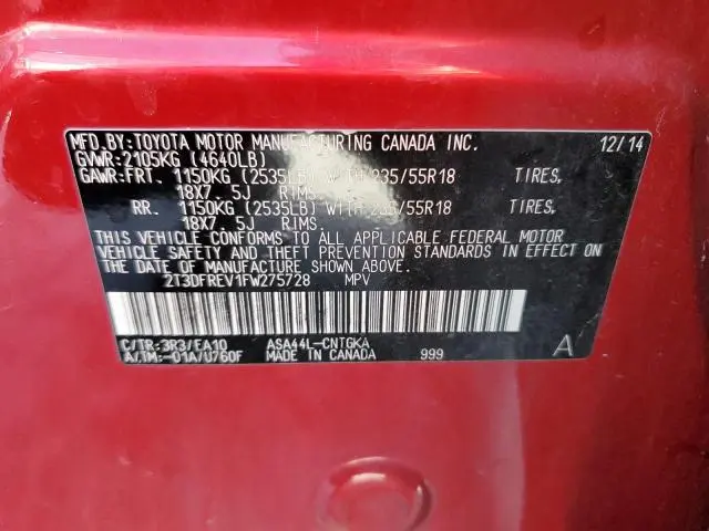 2015 TOYOTA RAV4 LIMITED  