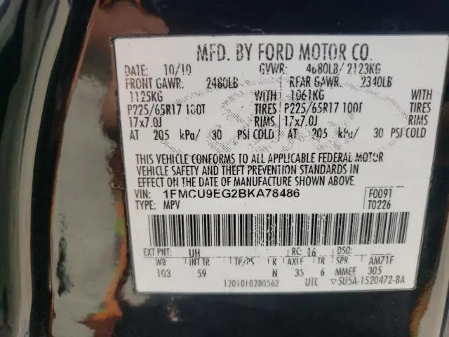 2011 FORD ESCAPE LIMITED  