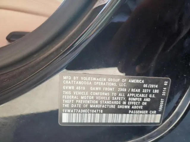 2014 VOLKSWAGEN PASSAT S  