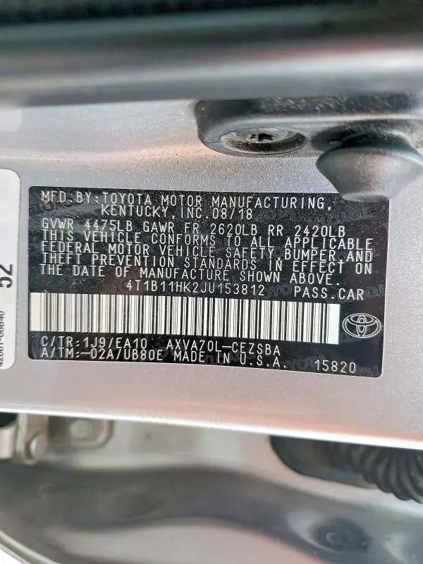 2018 TOYOTA CAMRY SE  