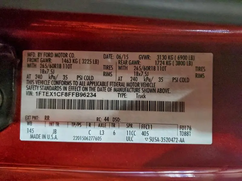 2015 FORD F150 SUPER CAB  