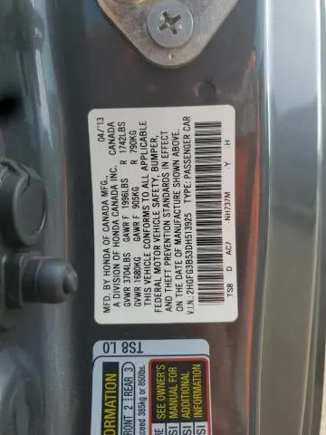 2013 HONDA CIVIC LX  