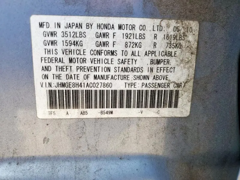 2010 HONDA FIT SPORT  