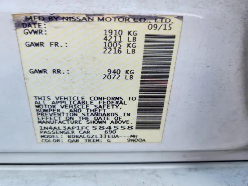 2015 NISSAN ALTIMA 2.5  