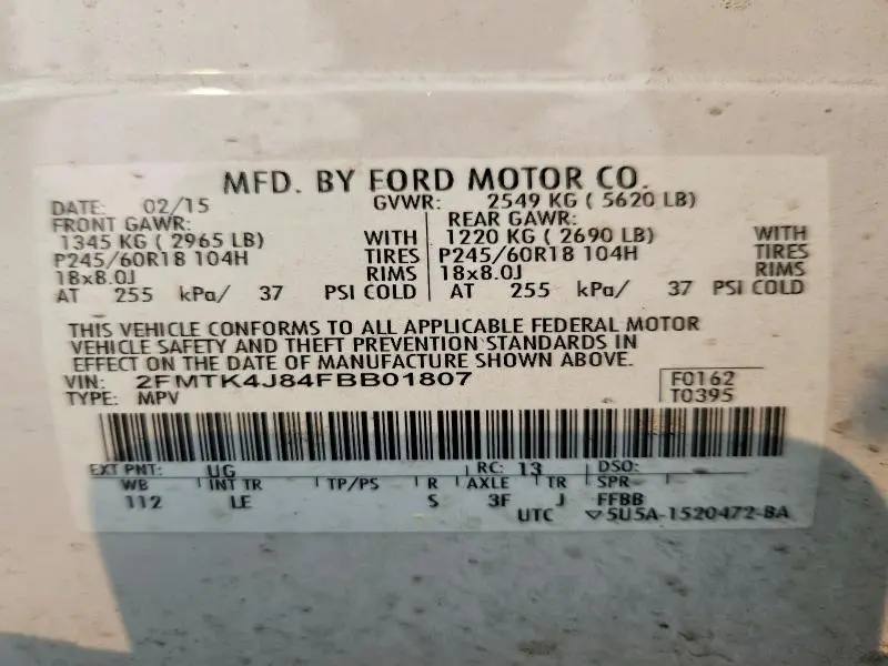 2015 FORD EDGE SEL  