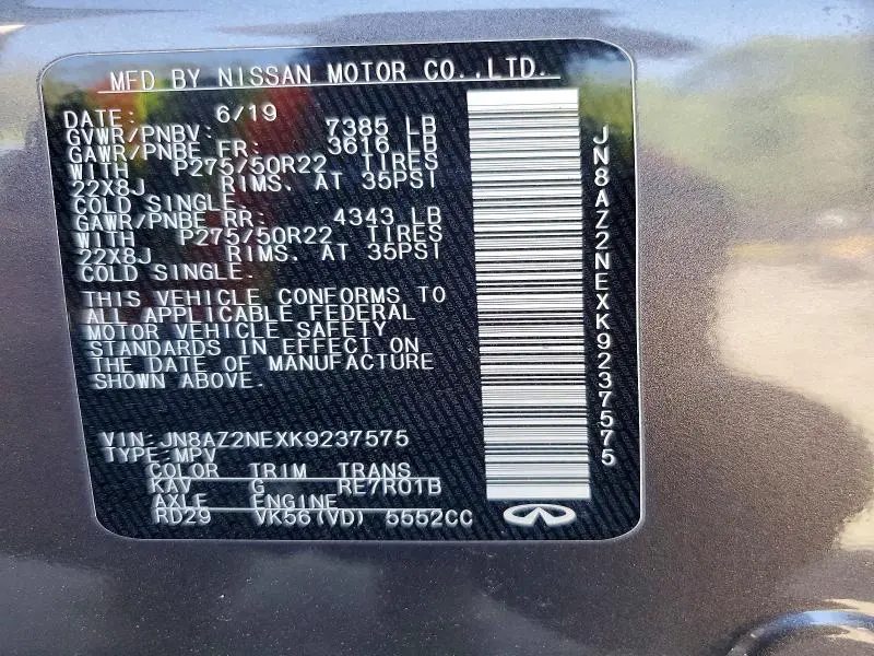 2019 INFINITI QX80 LIMITED  