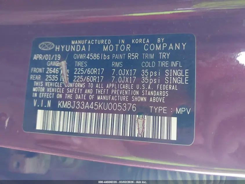 2019 HYUNDAI TUCSON VALUE