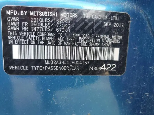 2018 MITSUBISHI MIRAGE ES  