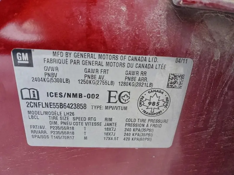 2011 CHEVROLET EQUINOX LT  