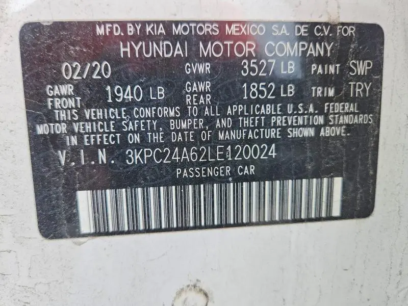2020 HYUNDAI ACCENT SE  