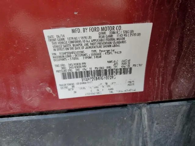 2015 FORD TAURUS SEL  