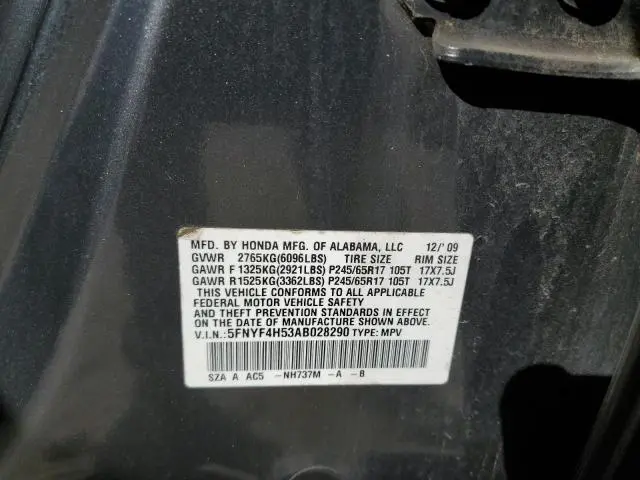 2010 HONDA PILOT EXL  