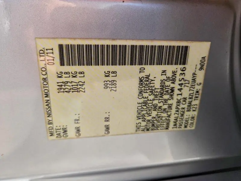 2011 NISSAN ALTIMA BASE  