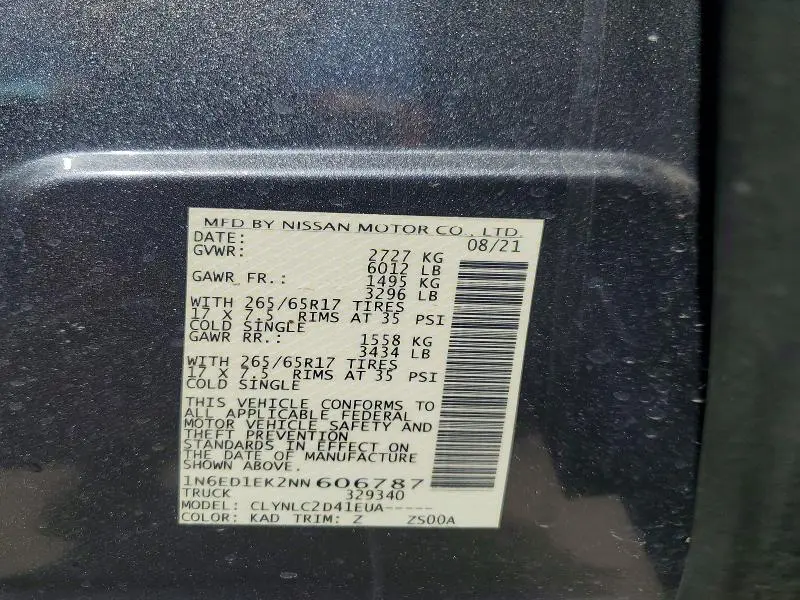 2022 NISSAN FRONTIER SV  