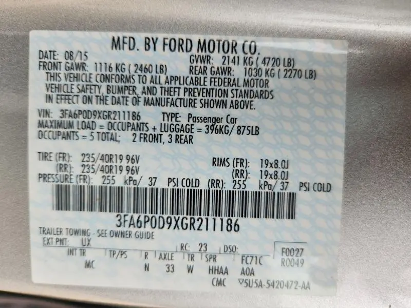2016 FORD FUSION TITANIUM  