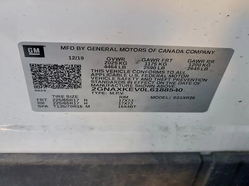 2020 CHEVROLET EQUINOX LT  