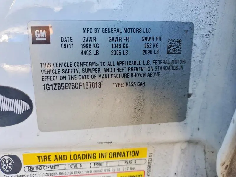 2012 CHEVROLET MALIBU LS  