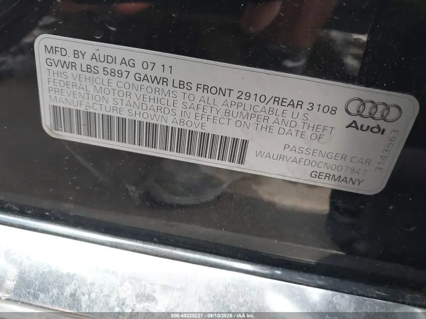 2012 AUDI A8 L 4.2