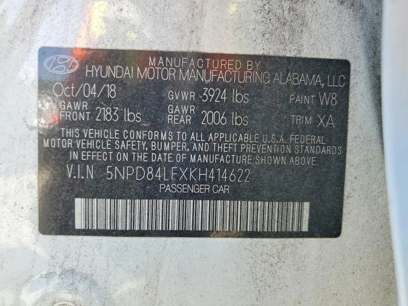2019 HYUNDAI ELANTRA SEL  