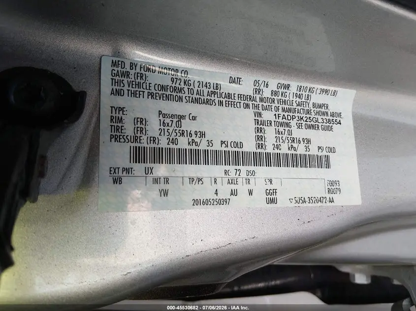 2016 FORD FOCUS SE
