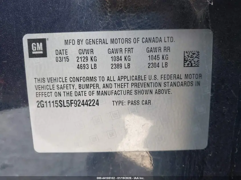 2015 CHEVROLET IMPALA 1LT