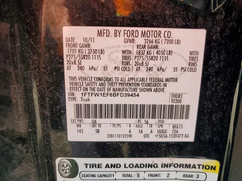 2011 FORD F150 SUPERCREW  