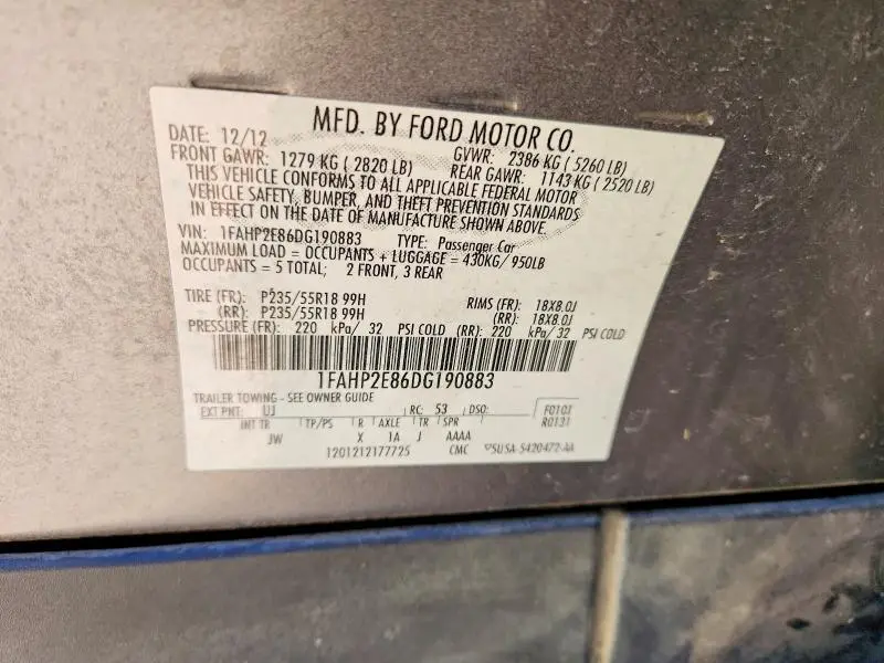 2013 FORD TAURUS SEL  