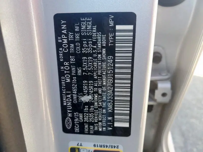 2016 HYUNDAI TUCSON LIMITED  