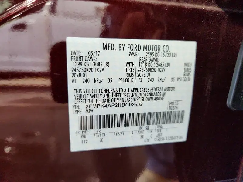 2017 FORD EDGE SPORT  