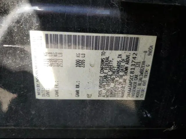 2012 NISSAN MAXIMA S  