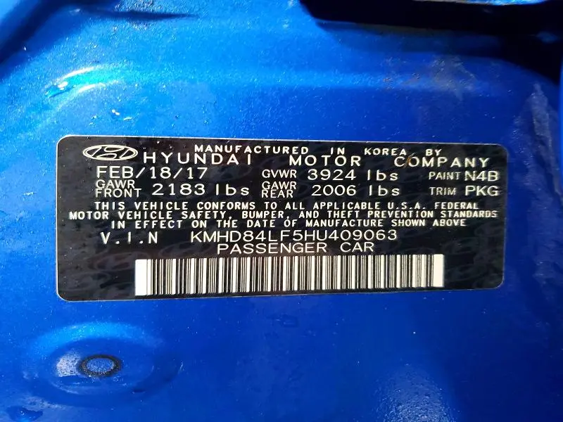 2017 HYUNDAI ELANTRA SE  