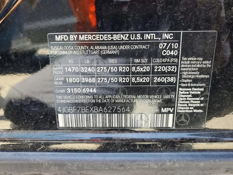 2011 MERCEDES-BENZ GL 450 4MATIC  