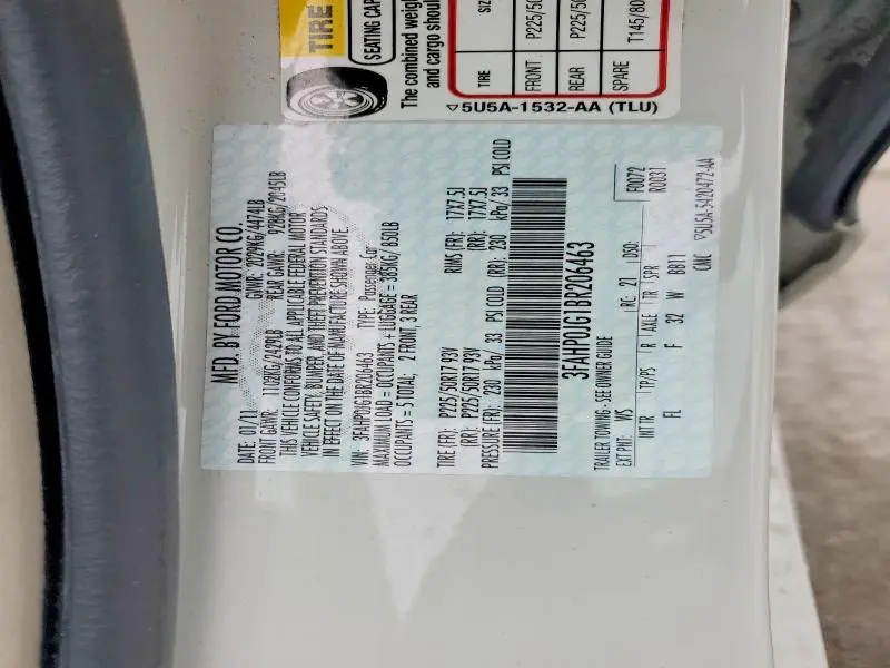 2011 FORD FUSION SEL  