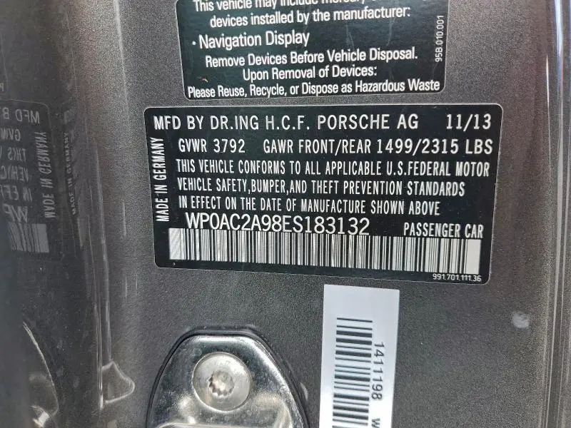 2014 PORSCHE 911 GT3  