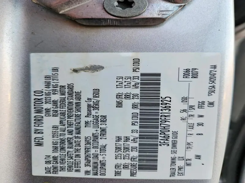 2015 FORD FUSION SE  