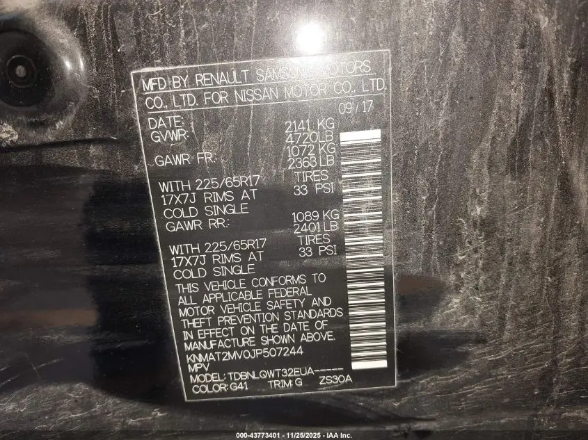 2018 NISSAN ROGUE SV