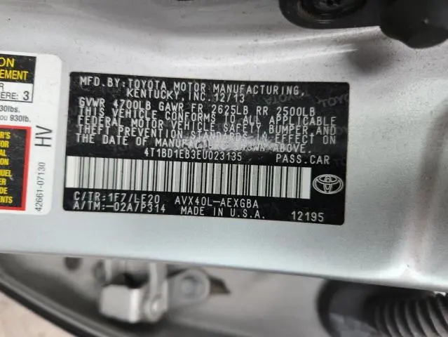 2014 TOYOTA AVALON HYBRID  