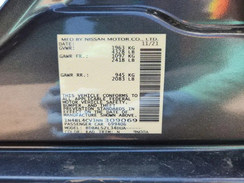 2022 NISSAN ALTIMA SR  