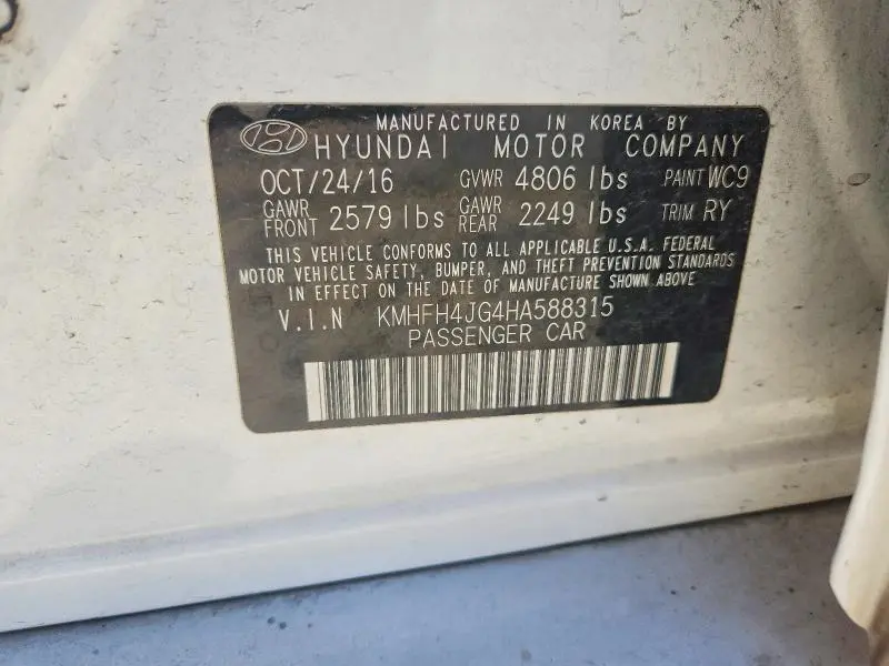 2017 HYUNDAI AZERA LIMITED  