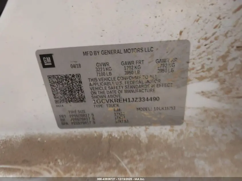 2018 CHEVROLET SILVERADO 1500 1LT