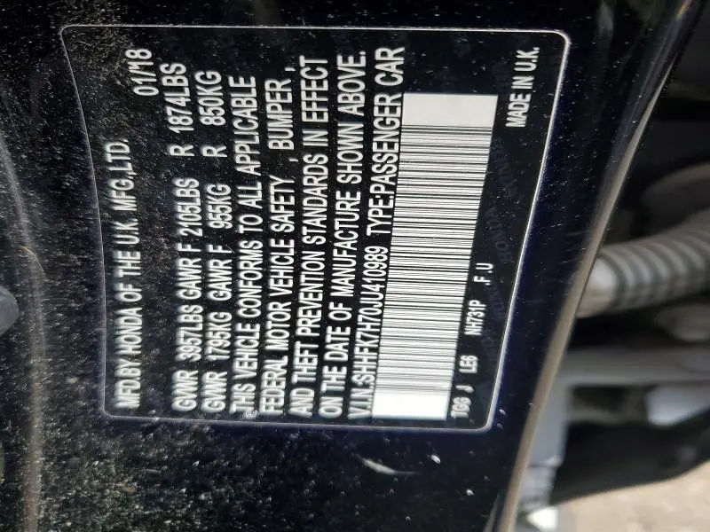 2018 HONDA CIVIC EXL  