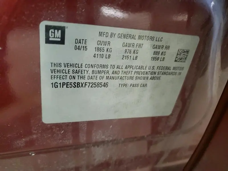 2015 CHEVROLET CRUZE LT  