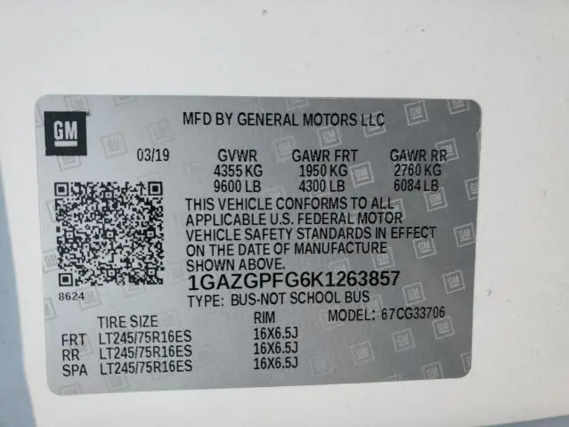 2019 CHEVROLET EXPRESS G3500 LT