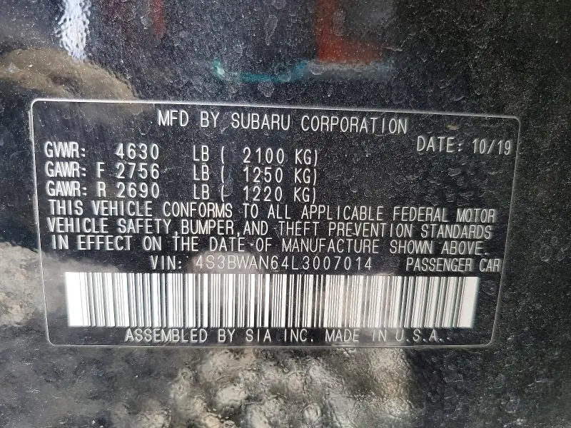 2020 SUBARU LEGACY LIMITED  