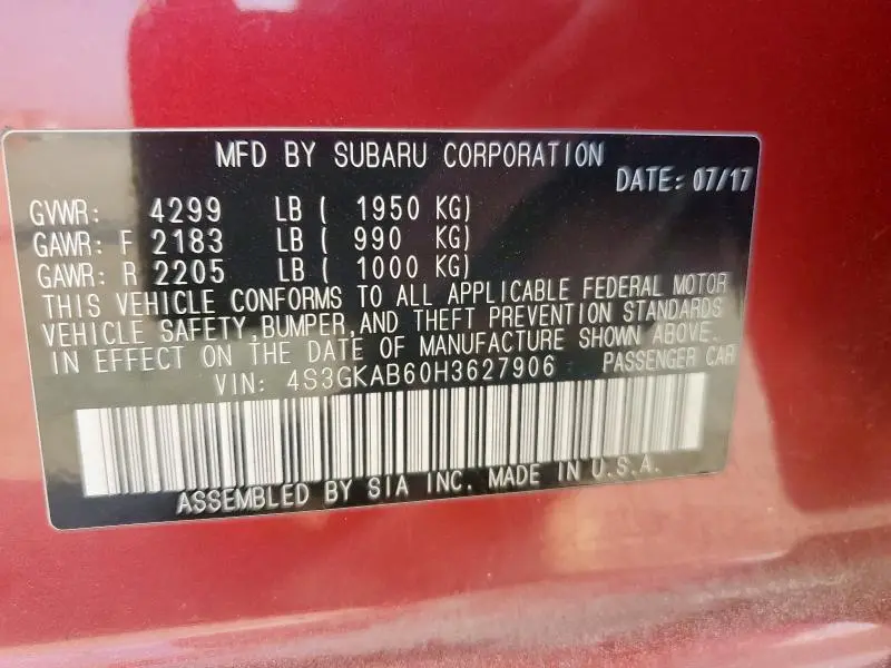 2017 SUBARU IMPREZA PREMIUM  