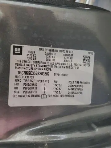 2011 CHEVROLET SILVERADO K1500 LT  