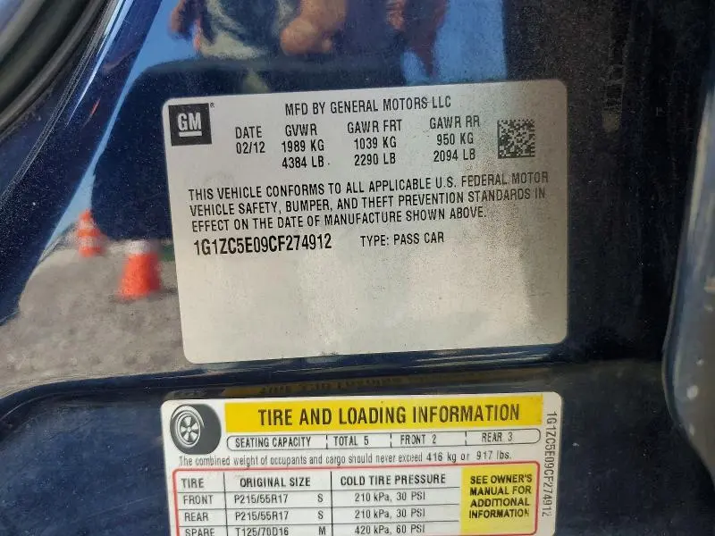 2012 CHEVROLET MALIBU 1LT  